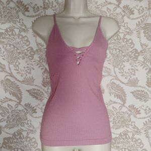 Mauve Ribbed Crisscross Cami Top | Stretchy Knit Tank | Soft Fitted Strappy Cami
